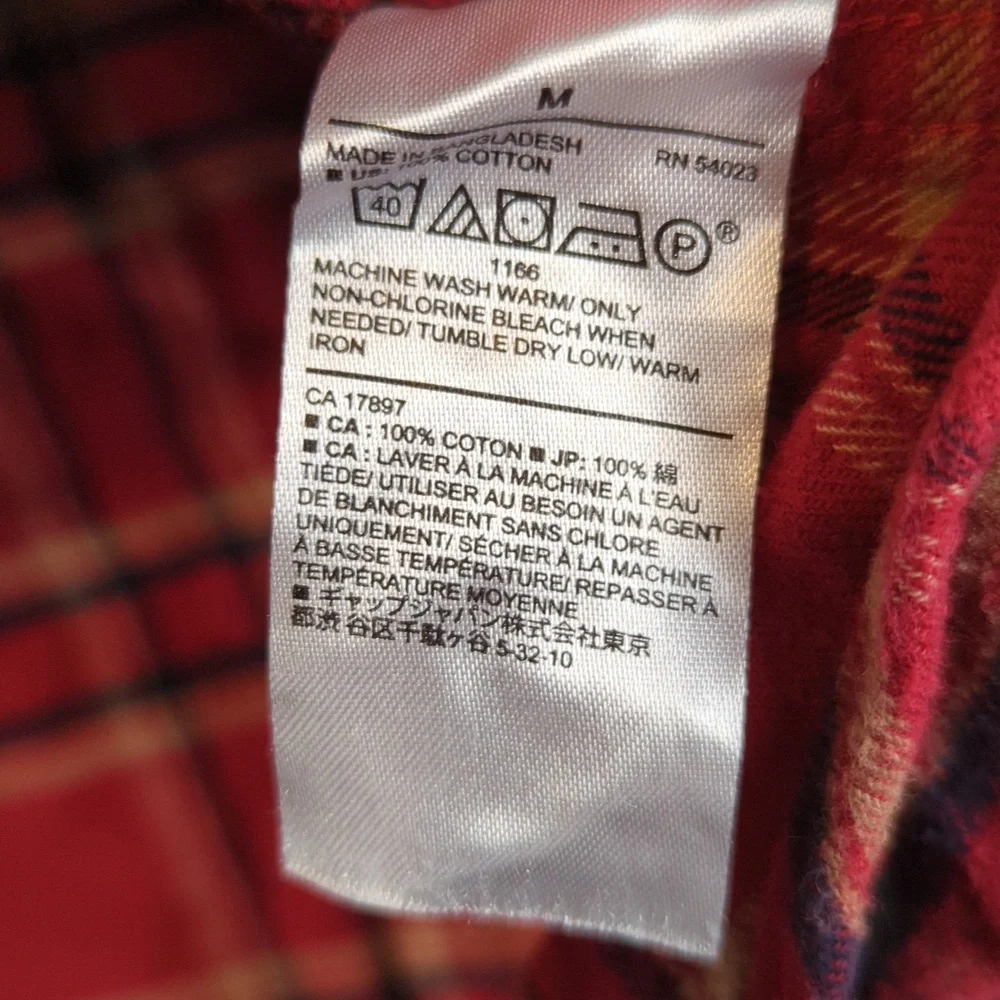 Banana Republic Men's Red‎ Plaid Flannel Button Down Standard Fit Shirt Size M